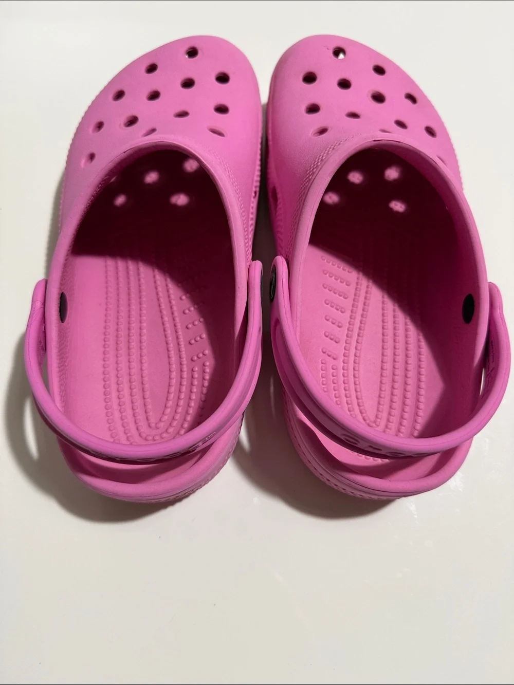 CROCS Kids Bright Pink Classic Clogs with Heel Strap Sz J3